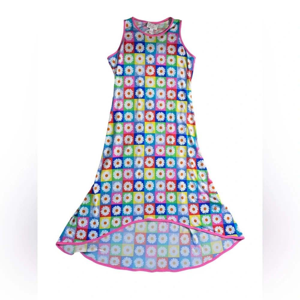 Ivy Lane Daisy Print Sleeveless Hi Low Shift Dress Size Small Hippie Retro 70’s